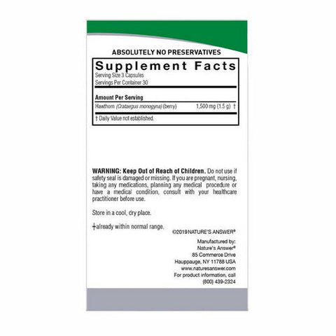 Nature's Answer, Hawthorn Berry, 1500 Mg, 90 Veg Caps Nature's Answer
