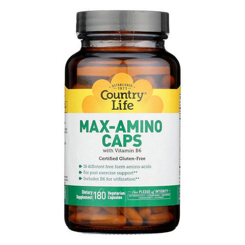 Country Life, Max-Amino with B-6 (Blend Of 18 Amino Acids), 180 Caps Country Life