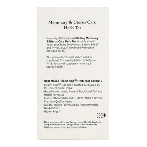 Health King, Mammary & Uterus Care Tea, 20 Bags Health King