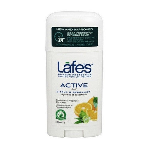 Lafes Natural Body Care, Natural Deodorant Stick Active Citrus And Bergamot, 2.85 Oz Lafes Natural Body Care