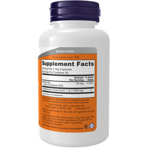 Now Foods, L-Methionine, 500 mg, 100 Caps Now Foods