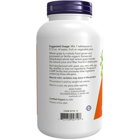 Now Foods, Organic Wheat Grass Powder, POWDER, 9 Oz Now Foods