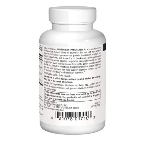 Source Naturals, Vegetarian Pancreatin, 475 mg, 60 Caps Source Naturals