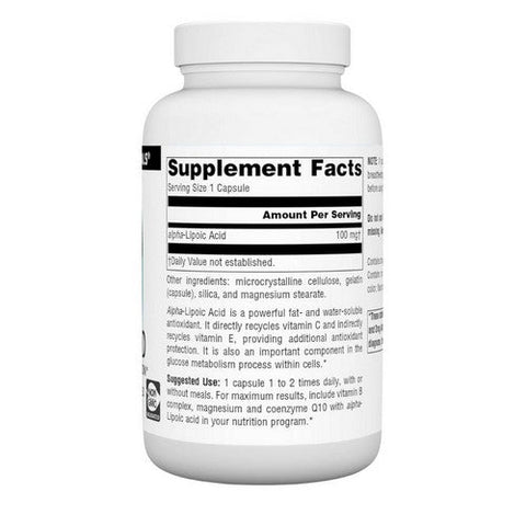 Source Naturals, Alpha Lipoic Acid, 100 mg, 60 Capsules Source Naturals