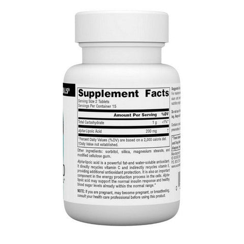 Source Naturals, Alpha-Lipoic Acid, 100 MG, 30 Tabs Source Naturals