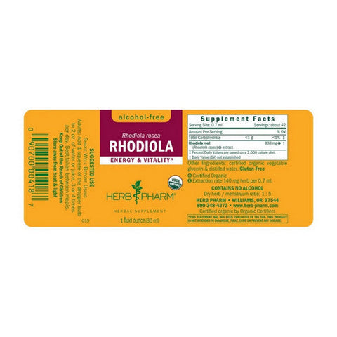 Herb Pharm, Rhodiola Alcohol-Free, 1 Oz Herb Pharm