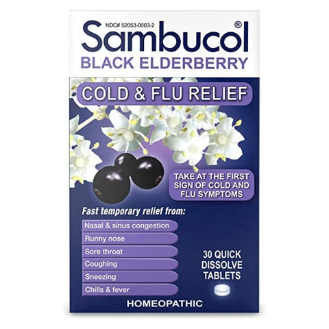 Sambucol, Black Elderberry Cold And Flu Relief Quick Dissolve, 30 Tabs Sambucol