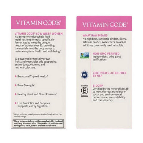 Garden of Life, Vitamin Code, 50 & Wiser Women's Formula 240 Caps Garden of Life