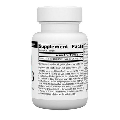Source Naturals, Vitamin D-3, 5000 IU, 100 Softgels Source Naturals