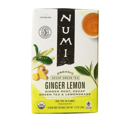 Numi Tea, Ginger Lemon Tea Decaf, Ginger Lemon 16 bags Numi Tea