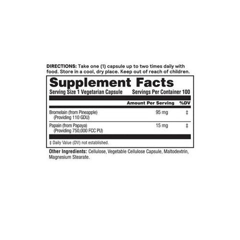 Nature's Life, Bromelain And Papain, 250/250 mg, 100 Veg Caps Nature's Life