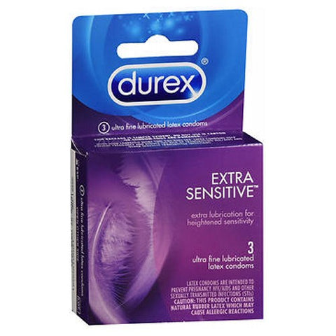 Extra Sensitive Thin Latex Condoms Regular Fit 3 Count by Durex