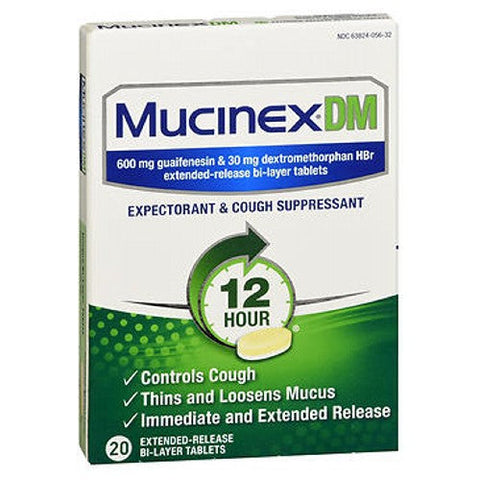 Mucinex Dm, Expectorant And Cough Suppressant 12 Hour Extended-Release, 20 Tabs Mucinex Dm