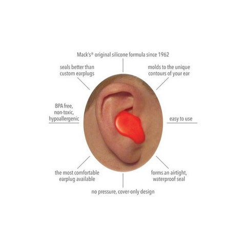 Mack's, Soft Moldable Silicone Putty Earplugs Kids Size, 6 Pairs