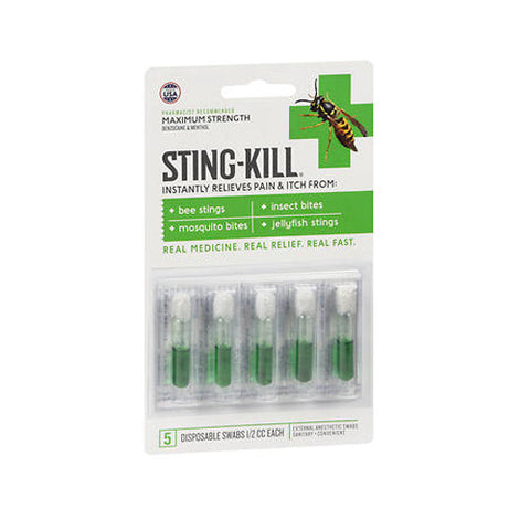 Sting-Kill, Instant Pain And Itch Reliever Disposable Swabs, 5 Count Sting-Kill