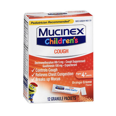 Mucinex, Childrens Cough Mini-Melts Packets, Orange Creme 12 each Mucinex