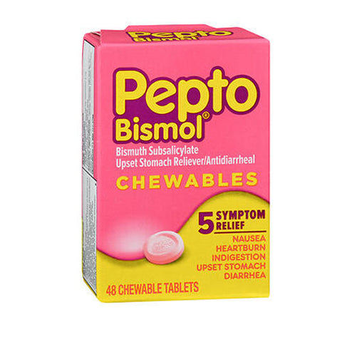 Pepto-Bismol, Five Symptom Stomach Relief Chewable, 48 Tablets Pepto-Bismol