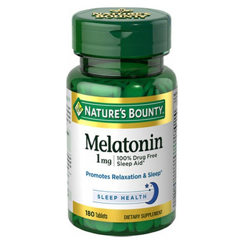 Nature's Bounty, Melatonin Natural Sleep Aid, 1 mg, 180 Tablets Nature's Bounty